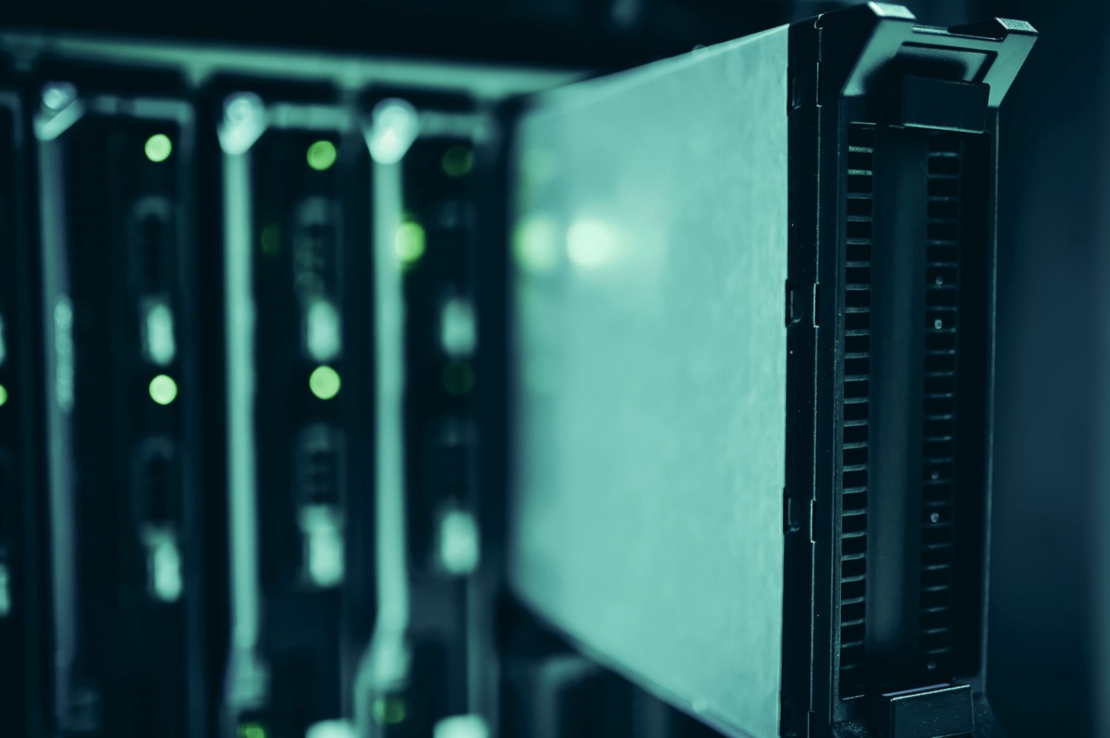 Server racks in a dark data room